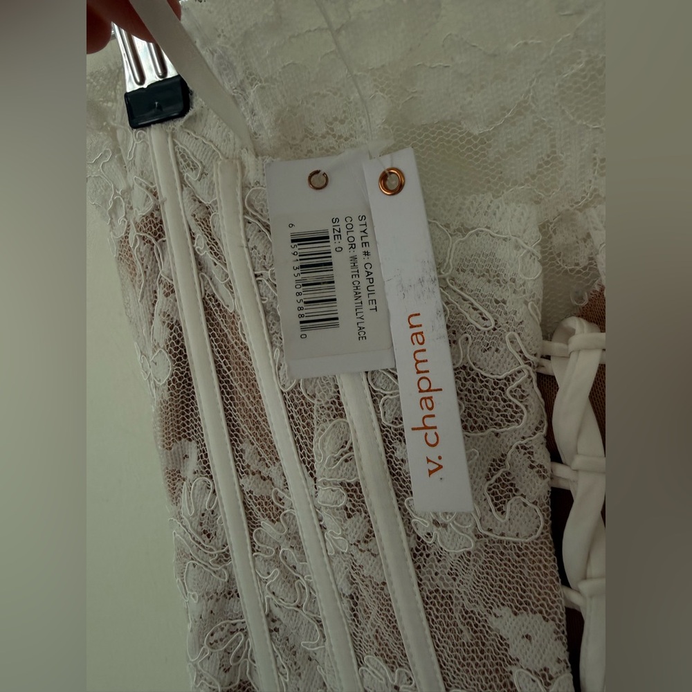 NWT V. Chapman x Revolve - Capulet Bridal Midi Dress in White Chantilly Lace Sz0 - Picture 7 of 8